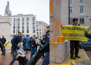ultima generazione blitz milano al dito medio di cattelan