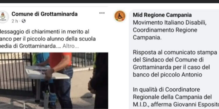Sul caso del piccolo bimbo disabile di Grottaminarda botta e risposta tra il Comune e il Movimento Italiano Disabili.