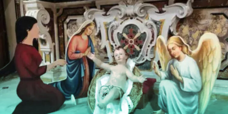 Natività  arcobaleno in chiave Lgbt: due mamme accanto a Gesù bambino. Escluso San Giuseppe