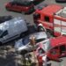 Tecnici dell’ARPAC di Napoli, insieme ai Vigili del Fuoco, intervengono per monitorare l’incendio al campo rom di Giugliano
