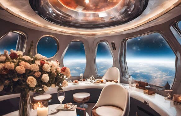 Cena romantica nello spazio