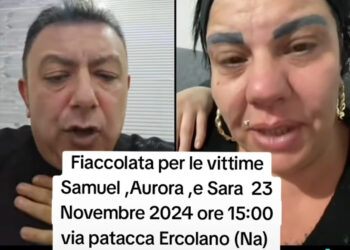 Ercolano, una fiaccolata per Samuel e le gemelle: solidarietà e dolore per le giovani vittime