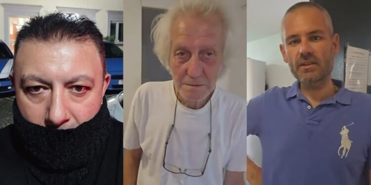 Il giornalista Pino Grazioli e il sindaco di Castelvolturno, Pasquale Marradino in aiuto di Antonio.