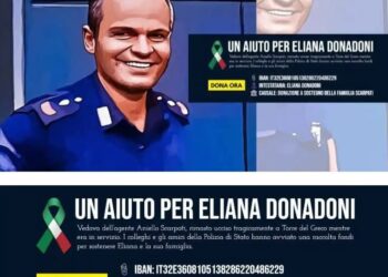 Un aiuto per Eliana Donadoni: vedova dell’agente di polizia ucciso a Torre del Greco.