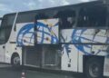 Napoli: autobus turistico in fiamme.